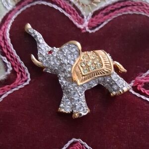 Swarovski Gold and Silver Elephant Brooch